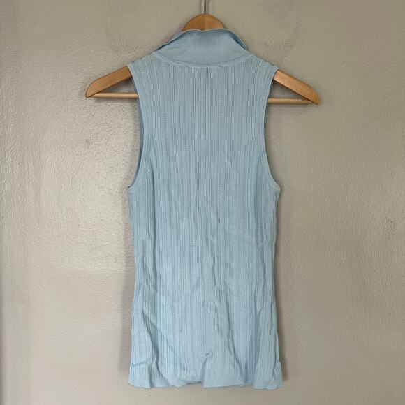 WHITE HOUSE BLACK MARKET Women's Size M Rib Sweater Halter Tank Top Blue WHBM - Picture 3 of 10